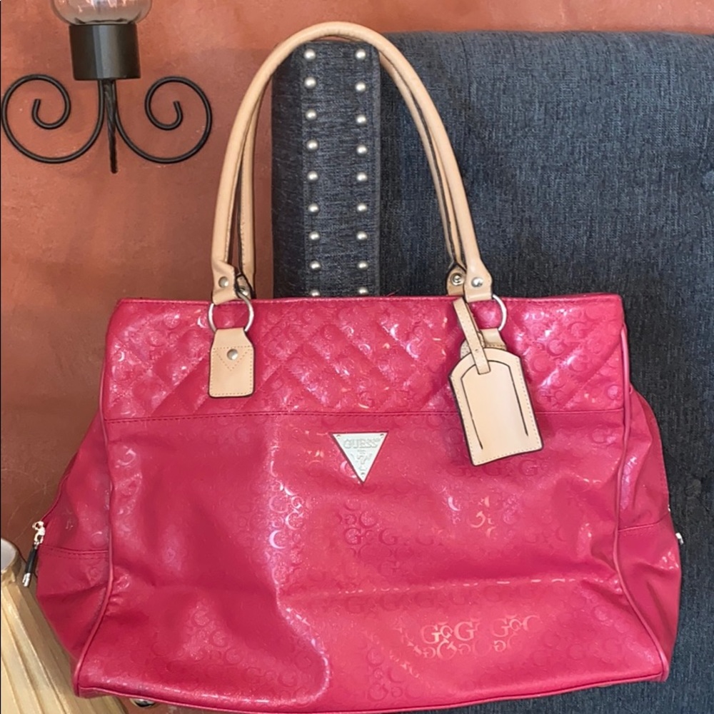 Guess hot pink duffle/travel bag